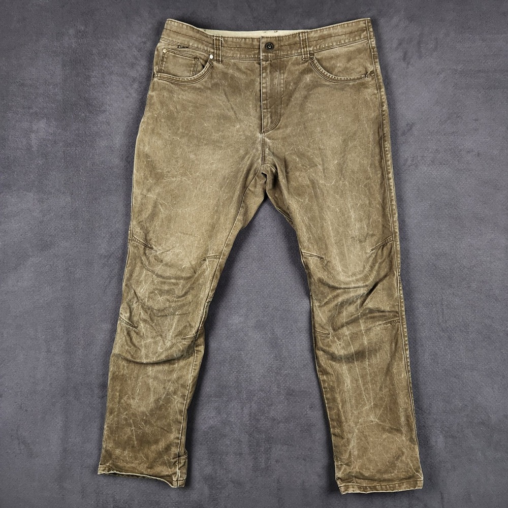 KUHL Free Rydr Pants Mens 38x32 Brown Tapered Articulated Knee Eurotwill